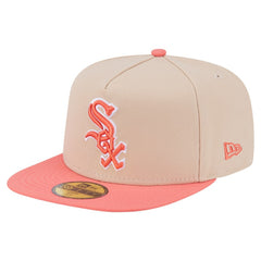 Chicago White Sox Two-Tone Color Pack A-Frame 59FIFTY Fitted Hat Light Beige/Coral | New Era