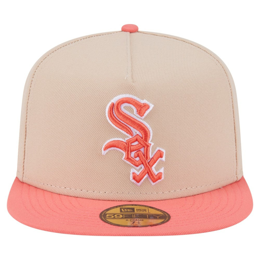 Chicago White Sox Two-Tone Color Pack A-Frame 59FIFTY Fitted Hat Light Beige/Coral | New Era