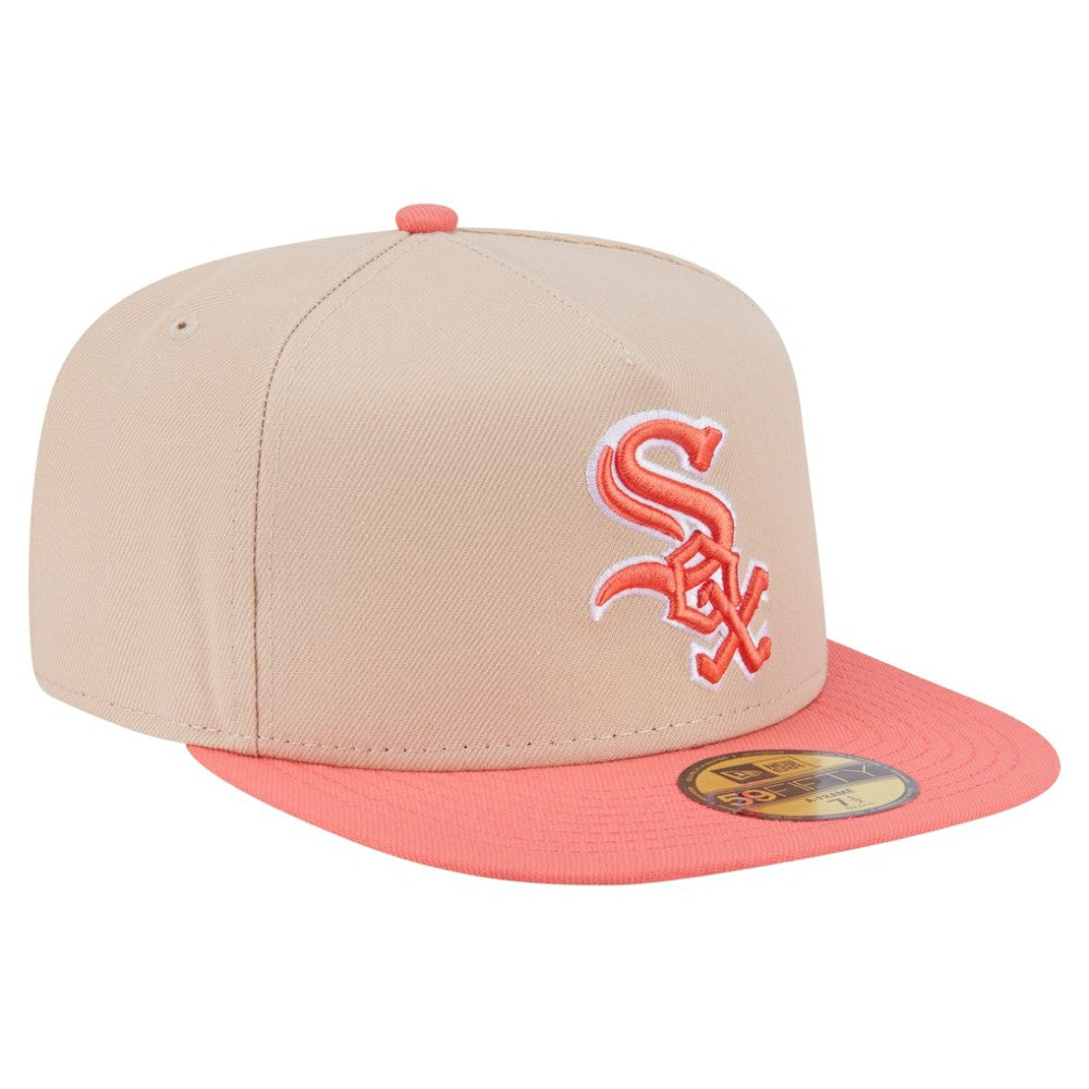 Chicago White Sox Two-Tone Color Pack A-Frame 59FIFTY Fitted Hat Light Beige/Coral | New Era