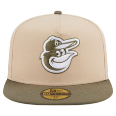 Baltimore Orioles Two-Tone Color Pack A-Frame 59FIFTY Fitted Hat Light Beige/Olive | New Era