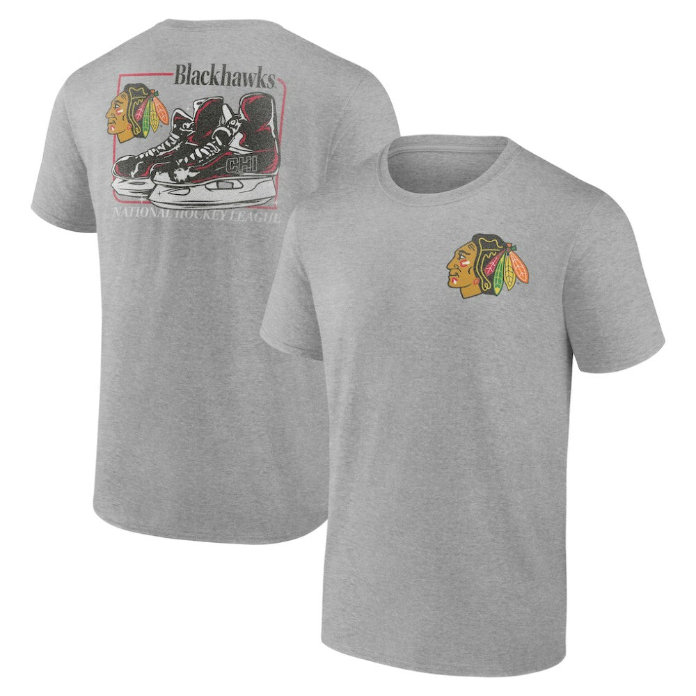 Chicago Blackhawks Glory Skates T-Shirt Heather Gray