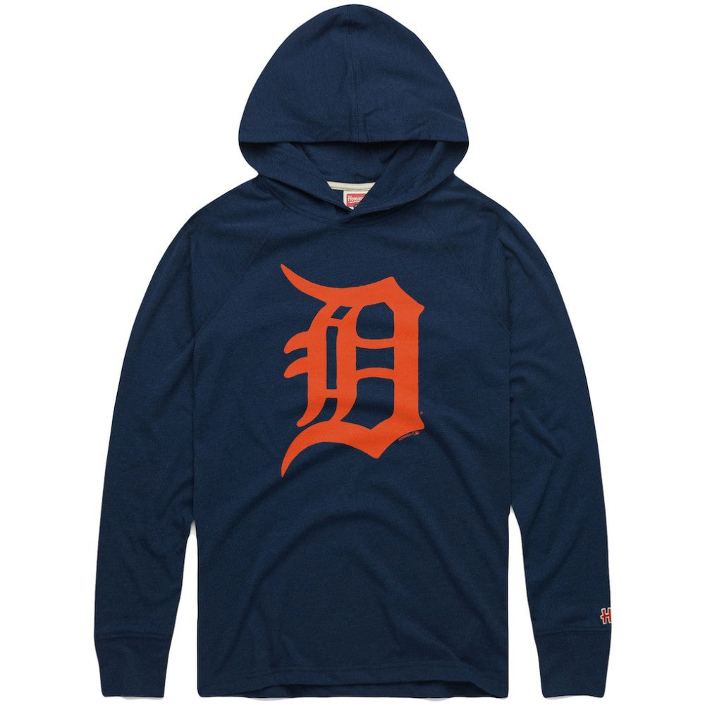 Detroit Tigers Homage Lightweight Raglan Tri-Blend Pullover Hoodie Navy