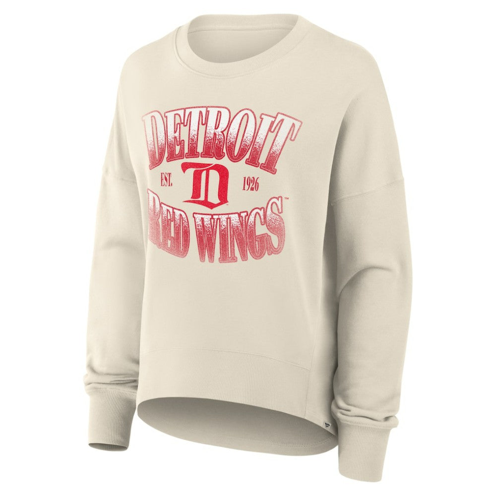 Detroit Red Wings Fanatics Women's Oversized Vintage Slice Pullover Sweatshirt Cream