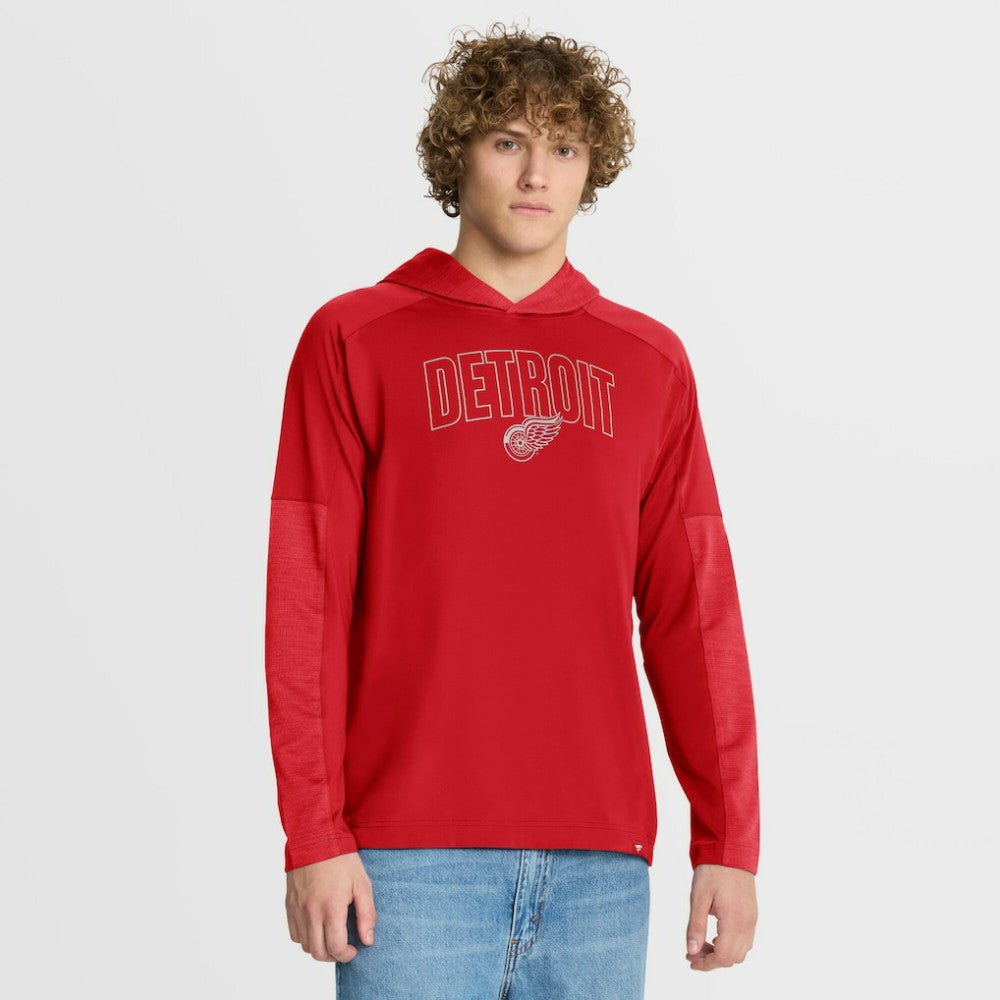 Detroit Red Wings Fanatics Penalty Shot Long Sleeve Hoodie T-Shirt Red