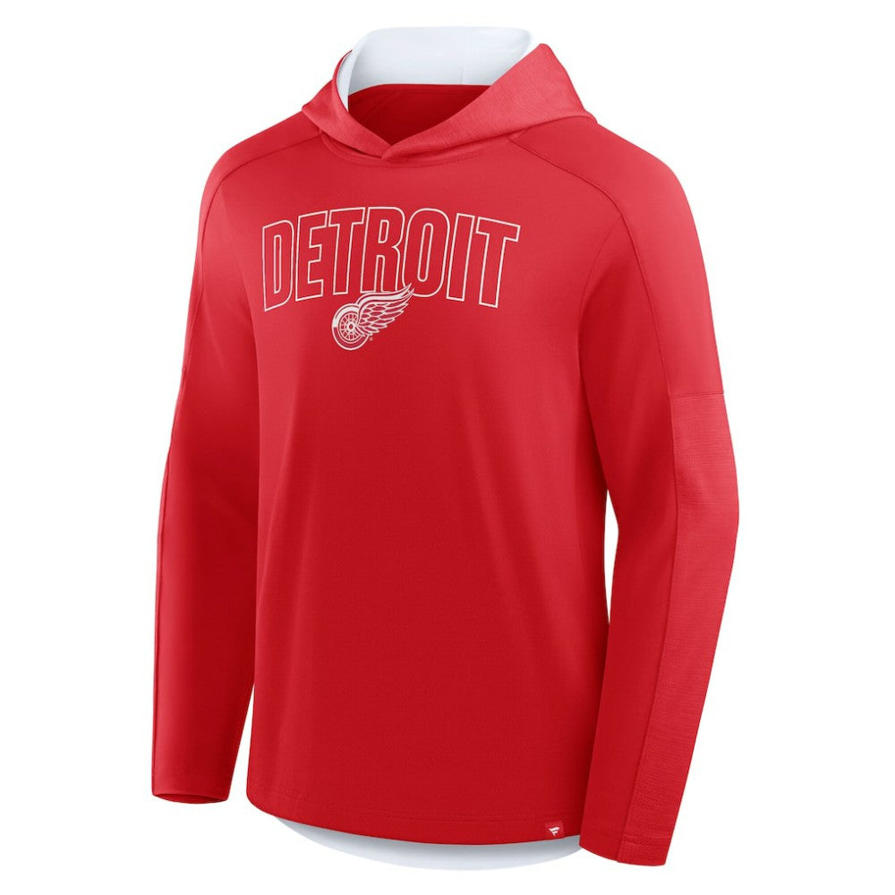 Detroit Red Wings Fanatics Penalty Shot Long Sleeve Hoodie T-Shirt Red