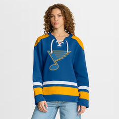 St. Louis Blues Fanatics Women's Icing Long Sleeve Lace Up Sweatshirt Blue