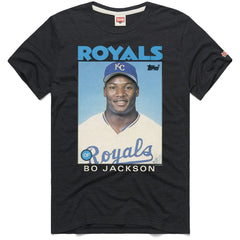 Bo Jackson Kansas City Royals Homage 1986 Topps Baseball Card Player T-Shirt Charcoal