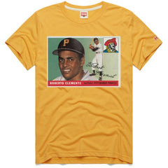 Roberto Clemente Pittsburgh Pirates Homage 1955 Topps Baseball Card Player Tri-Blend T-Shirt Gold