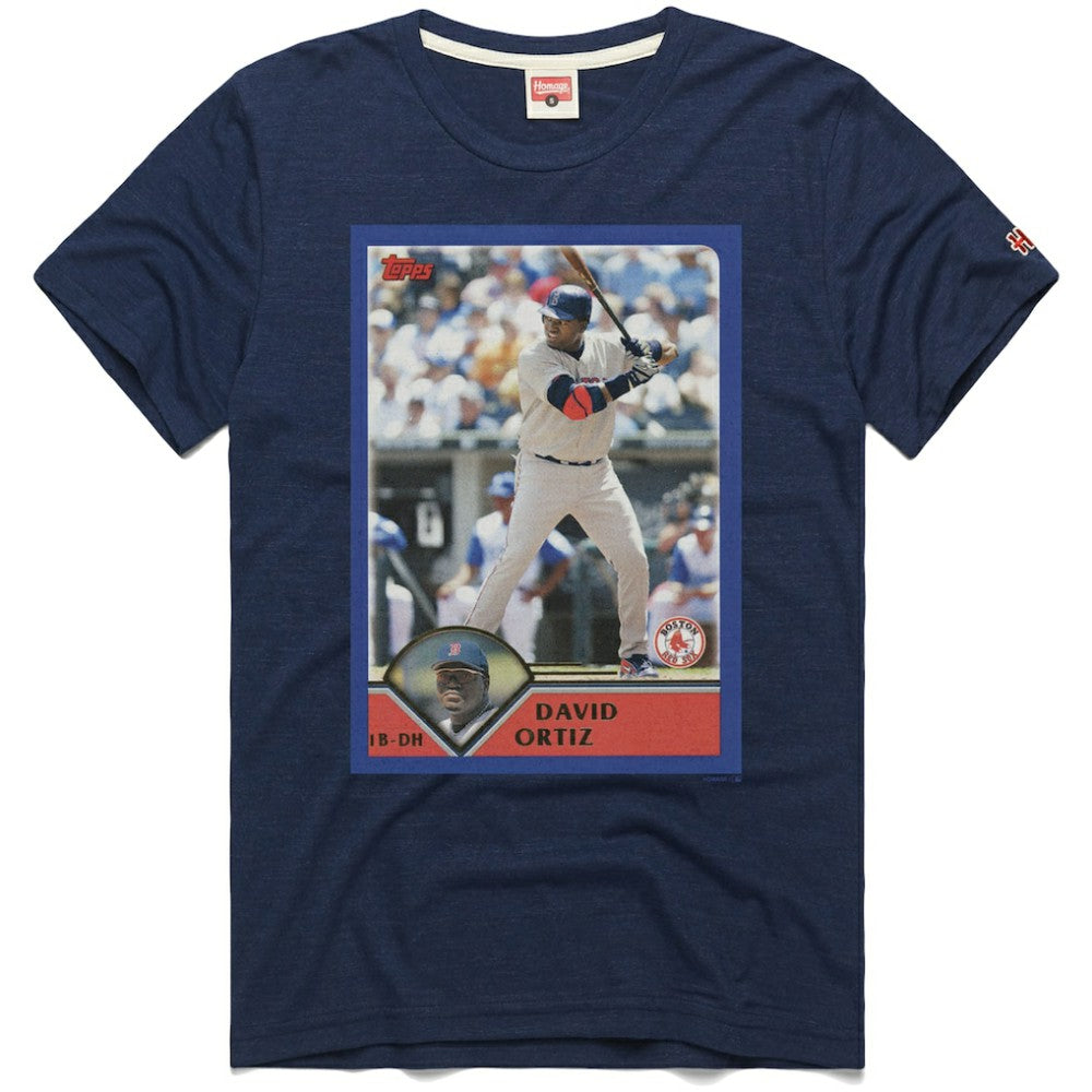 David Ortiz Boston Red Sox Homage 2003 Topps Baseball Card Player T-Shirt Navy