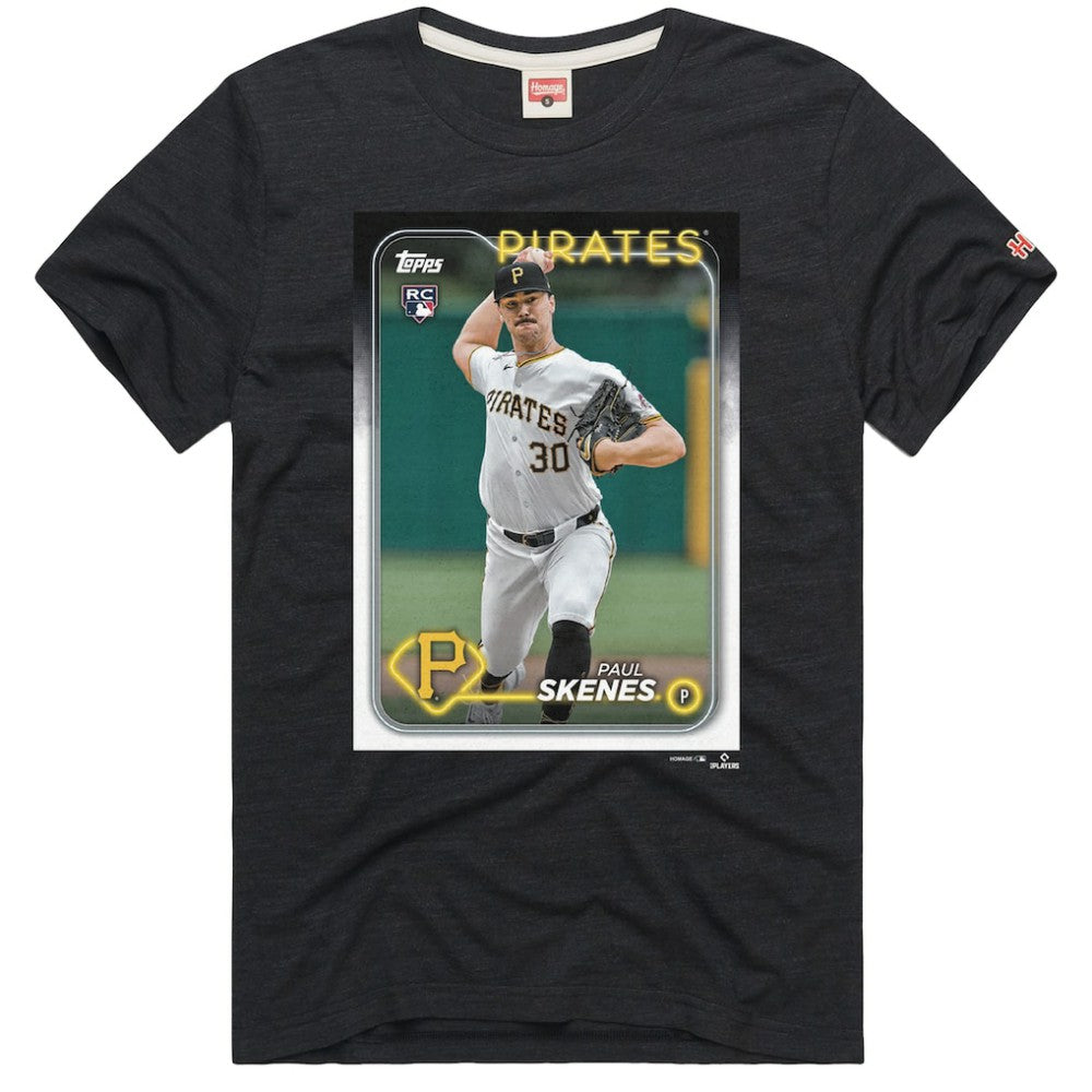 Paul Skenes Pittsburgh Pirates Homage 2024 Topps Baseball Card Player Tri-Blend T-Shirt Charcoal