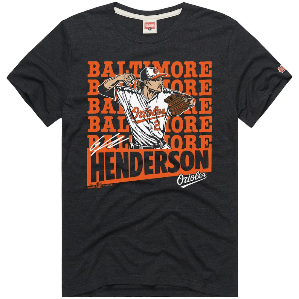 Gunnar Henderson Baltimore Orioles Homage Graphic Player T-Shirt Charcoal