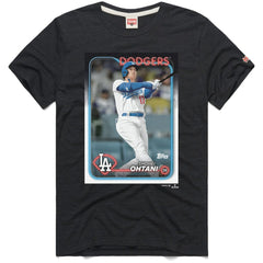 Shohei Ohtani Los Angeles Dodgers Homage 2024 Topps Baseball Card Player T-Shirt Charcoal