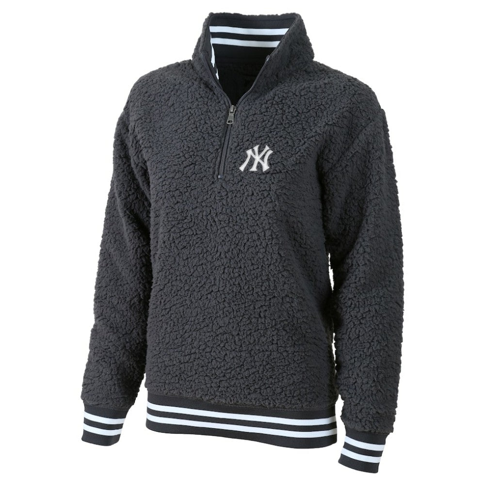 New York Yankees G-III 4Her by Carl Banks Women's Play Action Sherpa Fleece Quarter-Zip Jacket Gray