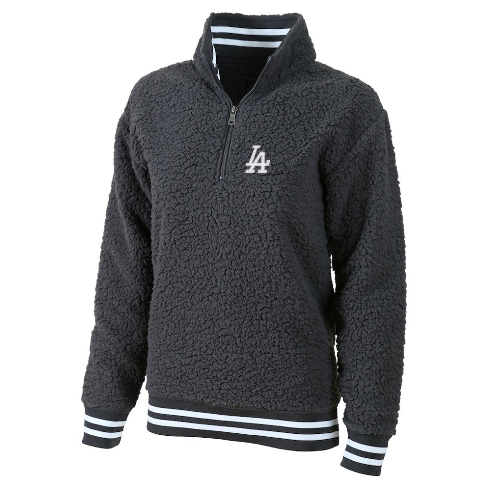 Los Angeles Dodgers G-III 4Her by Carl Banks Women's Play Action Sherpa Fleece Quarter-Zip Jacket Gray