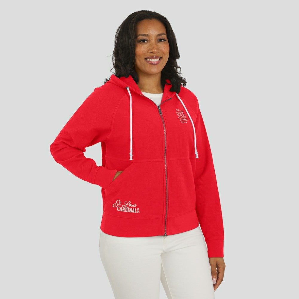 St. Louis Cardinals WEAR by Erin Andrews Women's Vintage Full-Zip Raglan Hoodie Red