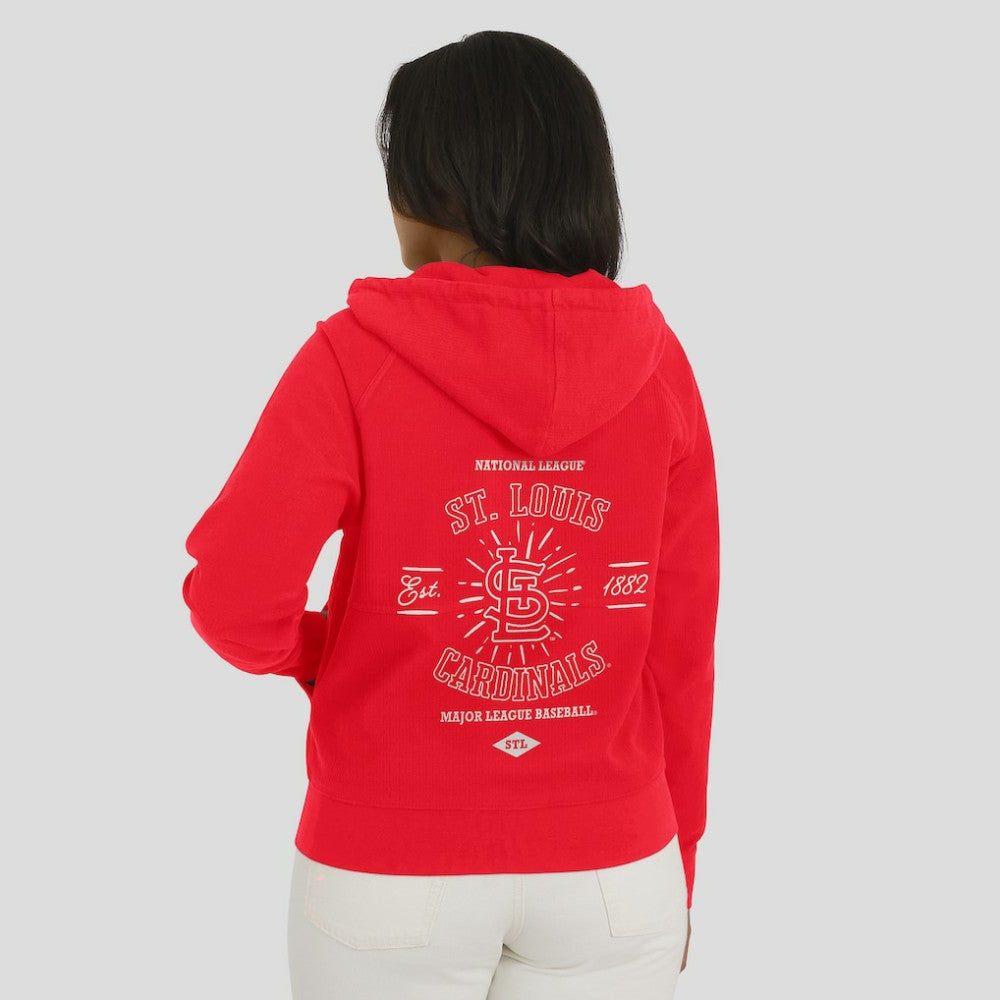 St. Louis Cardinals WEAR by Erin Andrews Women's Vintage Full-Zip Raglan Hoodie Red