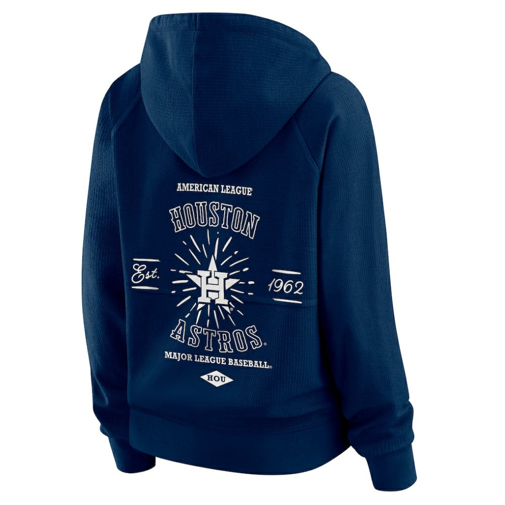 Houston Astros WEAR by Erin Andrews Women's Vintage Full-Zip Raglan Hoodie Navy