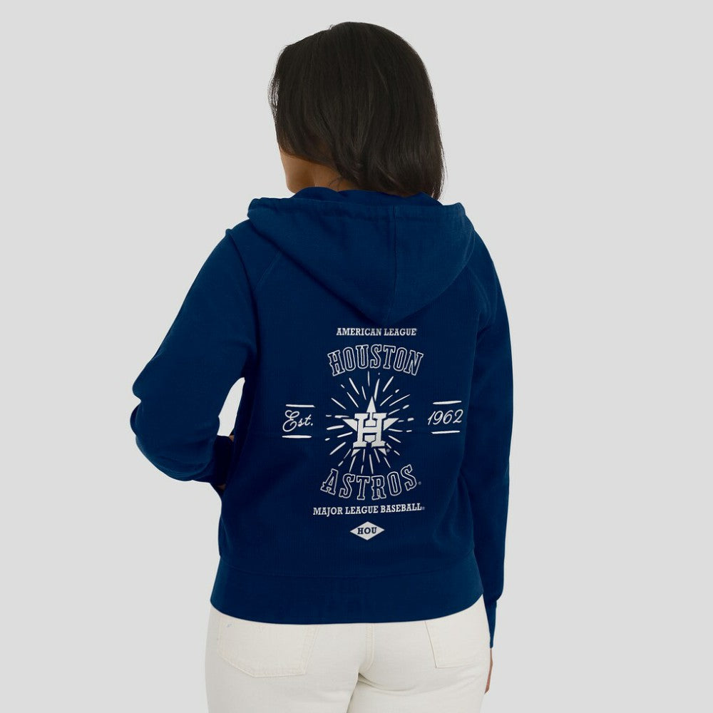 Houston Astros WEAR by Erin Andrews Women's Vintage Full-Zip Raglan Hoodie Navy