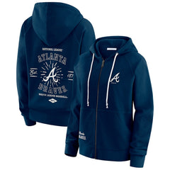 Atlanta Braves WEAR by Erin Andrews Women's Vintage Full-Zip Raglan Hoodie Navy