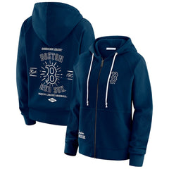 Boston Red Sox WEAR by Erin Andrews Women's Vintage Full-Zip Raglan Hoodie Navy