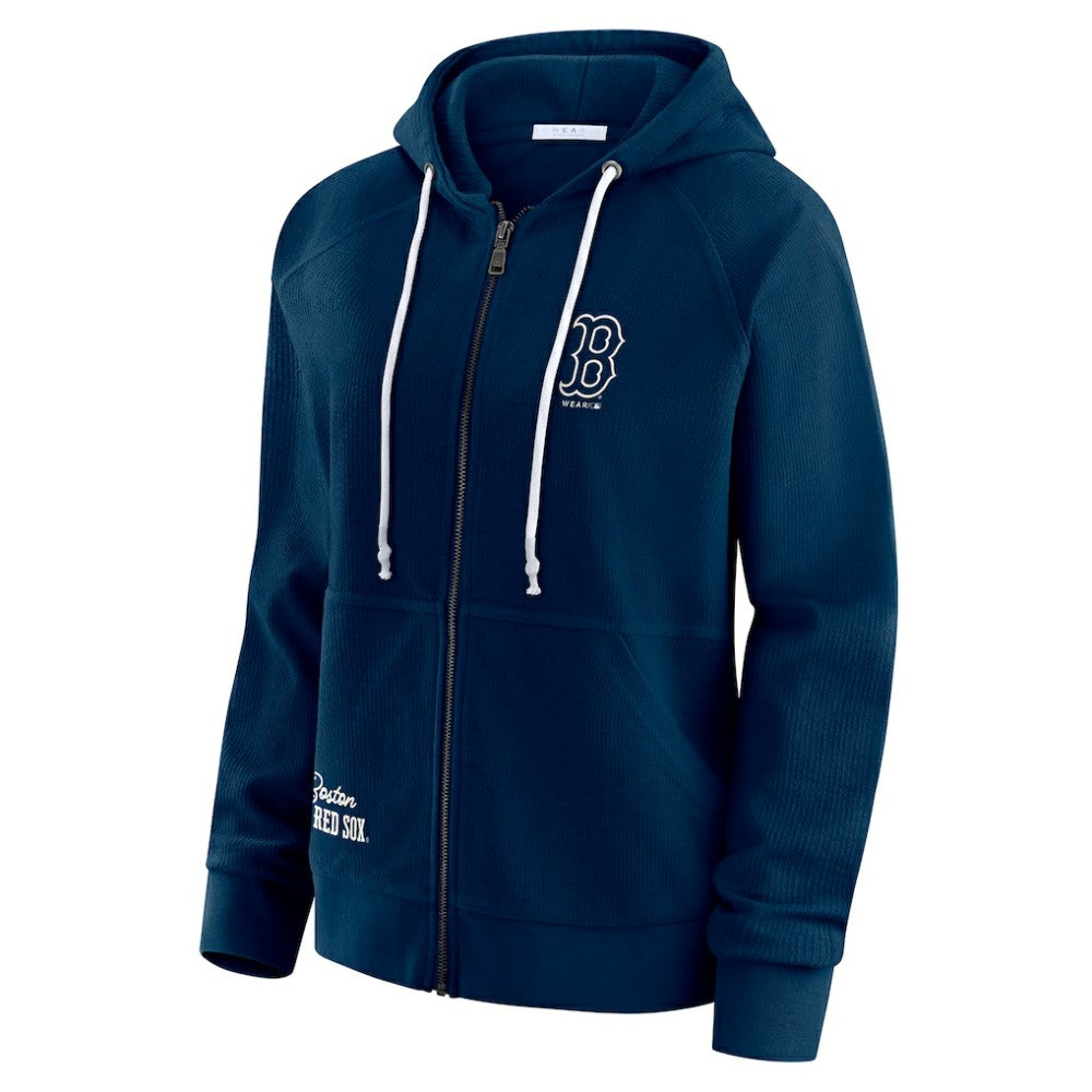 Boston Red Sox WEAR by Erin Andrews Women's Vintage Full-Zip Raglan Hoodie Navy