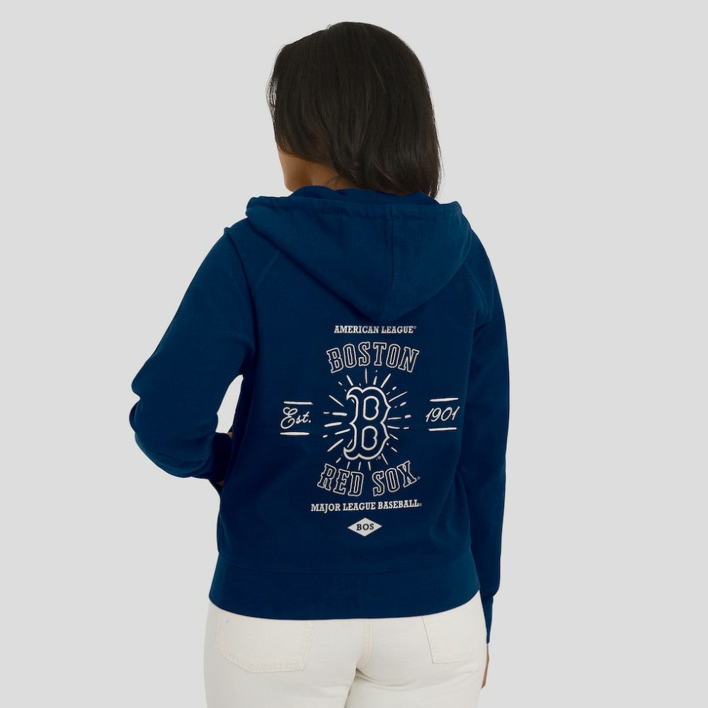 Boston Red Sox WEAR by Erin Andrews Women's Vintage Full-Zip Raglan Hoodie Navy