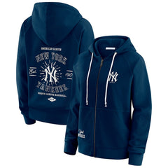 New York Yankees WEAR by Erin Andrews Women's Vintage Full-Zip Raglan Hoodie Navy