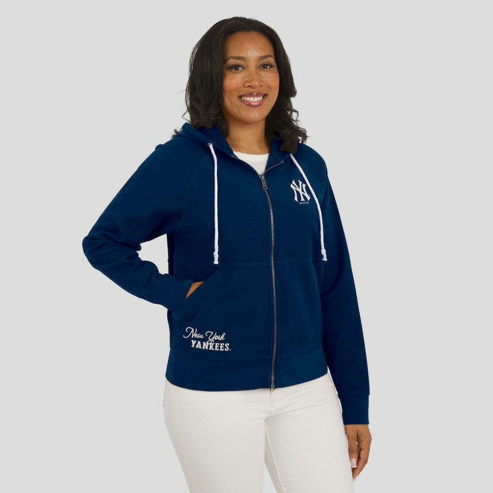 New York Yankees WEAR by Erin Andrews Women's Vintage Full-Zip Raglan Hoodie Navy
