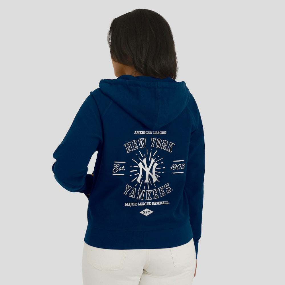 New York Yankees WEAR by Erin Andrews Women's Vintage Full-Zip Raglan Hoodie Navy