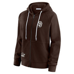 San Diego Padres WEAR by Erin Andrews Women's Vintage Full-Zip Raglan Hoodie Brown