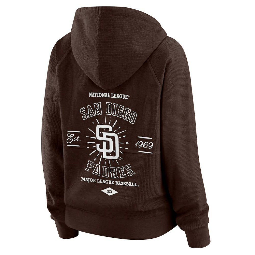 San Diego Padres WEAR by Erin Andrews Women's Vintage Full-Zip Raglan Hoodie Brown