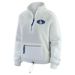 Los Angeles Dodgers WEAR by Erin Andrews Women's Polar Fleece Quarter-Zip Jacket Gray