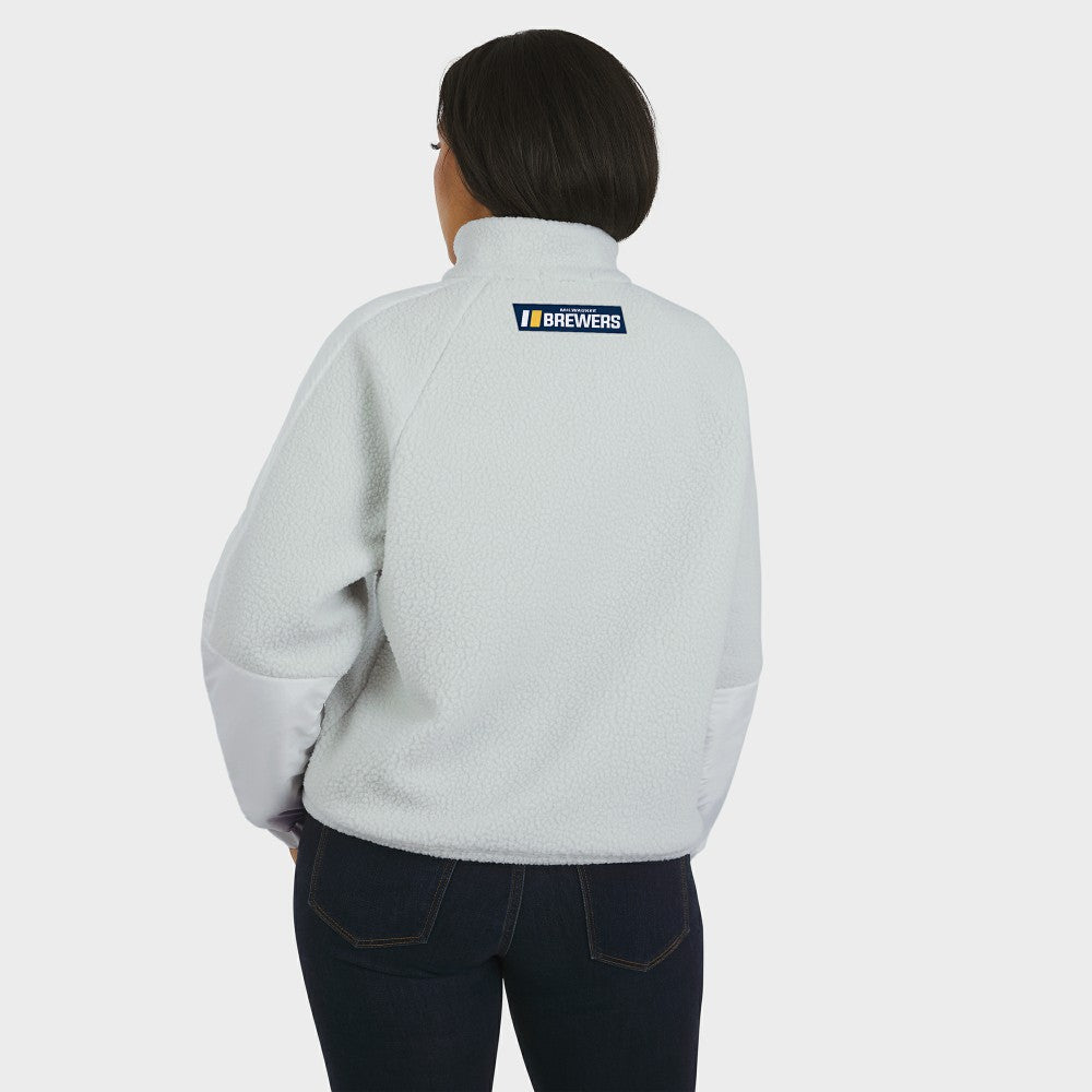 Milwaukee Brewers WEAR by Erin Andrews Women's Polar Fleece Quarter-Zip Jacket Gray