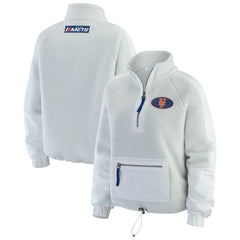 New York Mets WEAR by Erin Andrews Women's Polar Fleece Quarter-Zip Jacket Gray