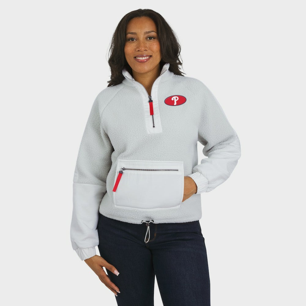 Philadelphia Phillies WEAR by Erin Andrews Women's Polar Fleece Quarter-Zip Jacket Gray