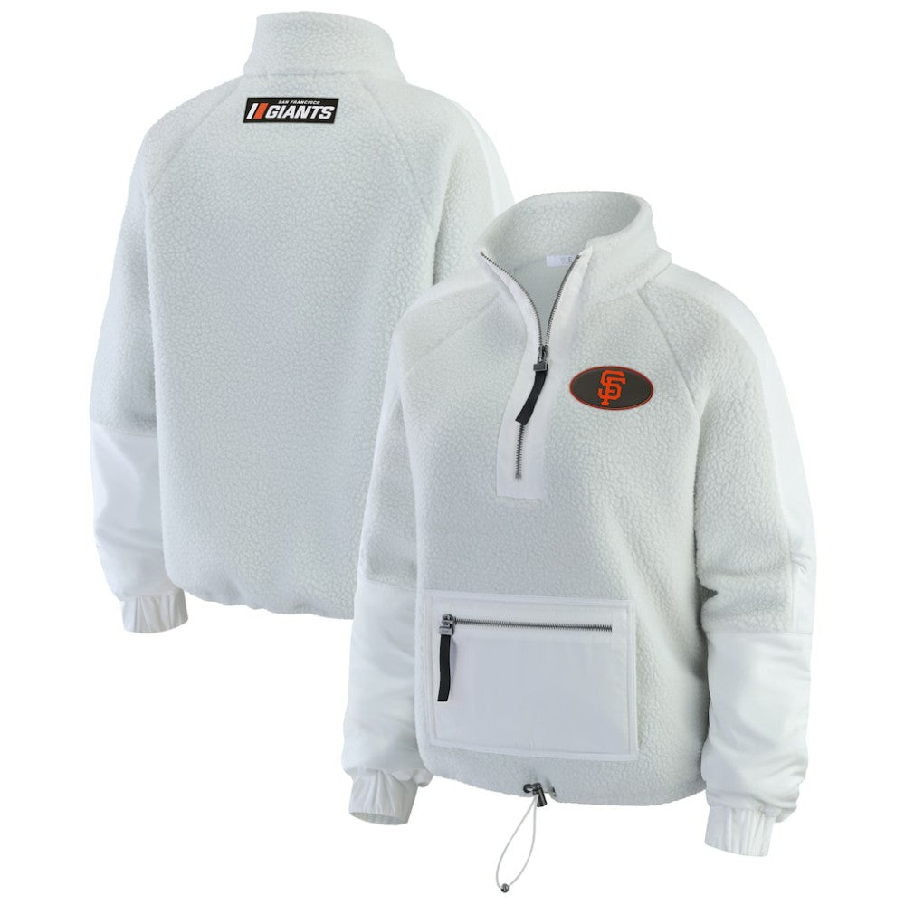 San Francisco Giants WEAR by Erin Andrews Women's Polar Fleece Quarter-Zip Jacket Gray