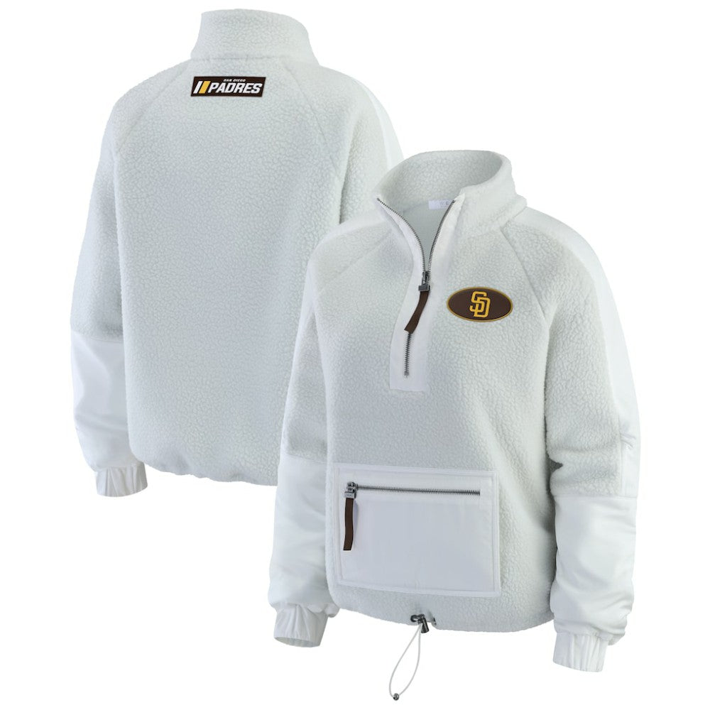 San Diego Padres WEAR by Erin Andrews Women's Polar Fleece Quarter-Zip Jacket Gray
