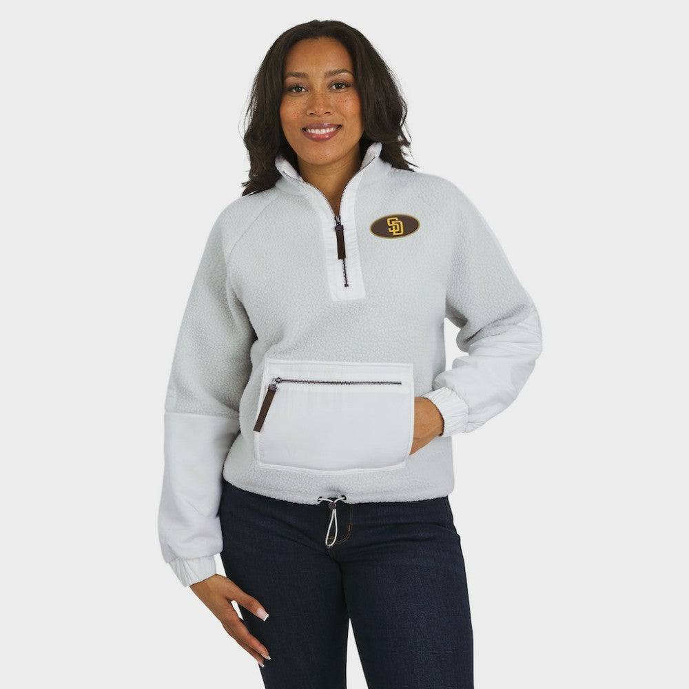 San Diego Padres WEAR by Erin Andrews Women's Polar Fleece Quarter-Zip Jacket Gray