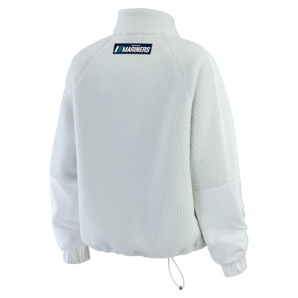 Seattle Mariners WEAR by Erin Andrews Women's Polar Fleece Quarter-Zip Jacket Gray