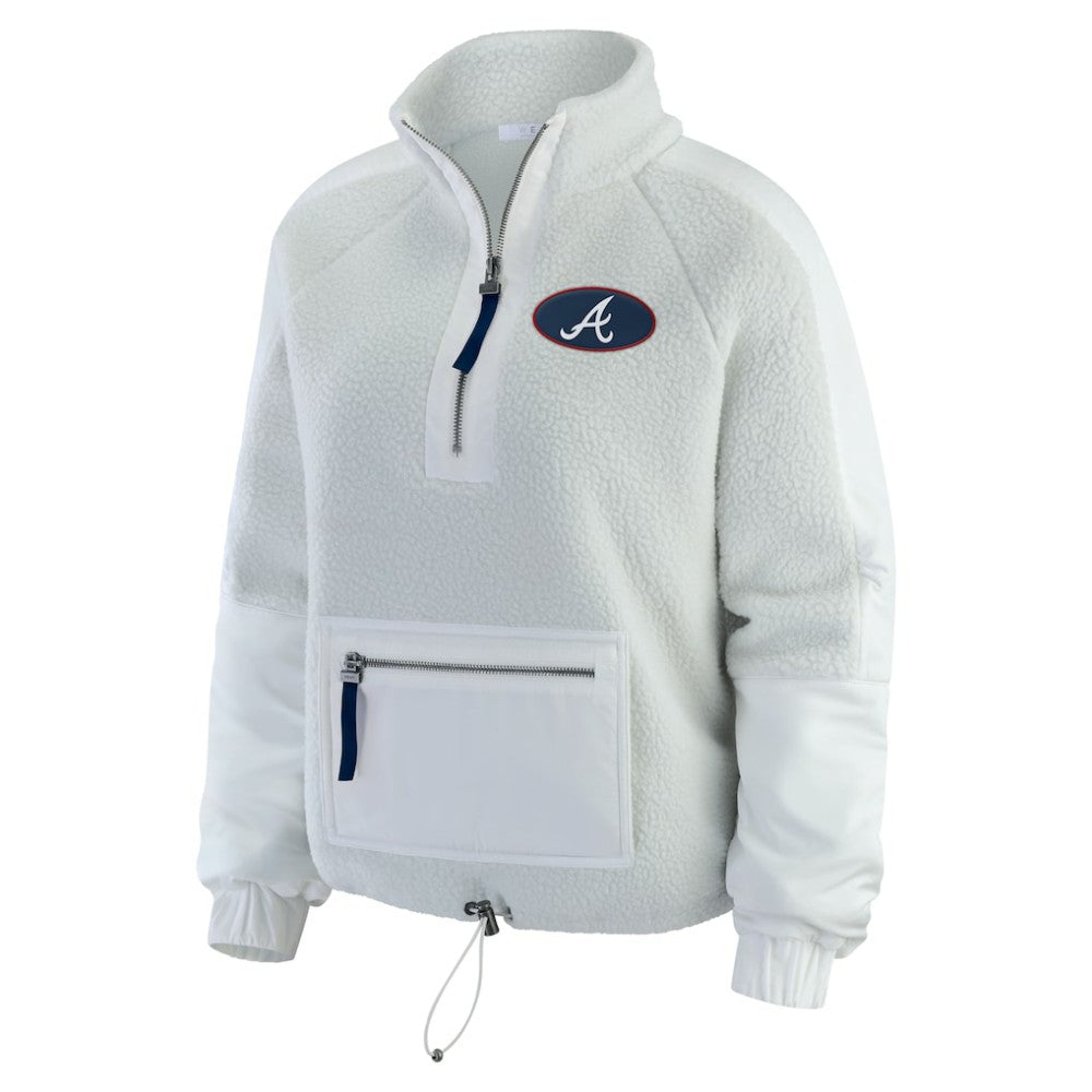 Atlanta Braves WEAR by Erin Andrews Women's Polar Fleece Quarter-Zip Jacket Gray