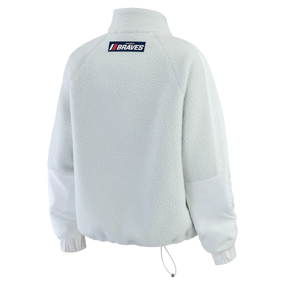 Atlanta Braves WEAR by Erin Andrews Women's Polar Fleece Quarter-Zip Jacket Gray