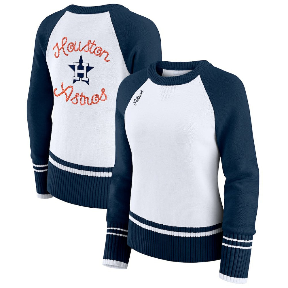 Houston Astros WEAR by Erin Andrews Women's Colorblock Raglan Sweater White