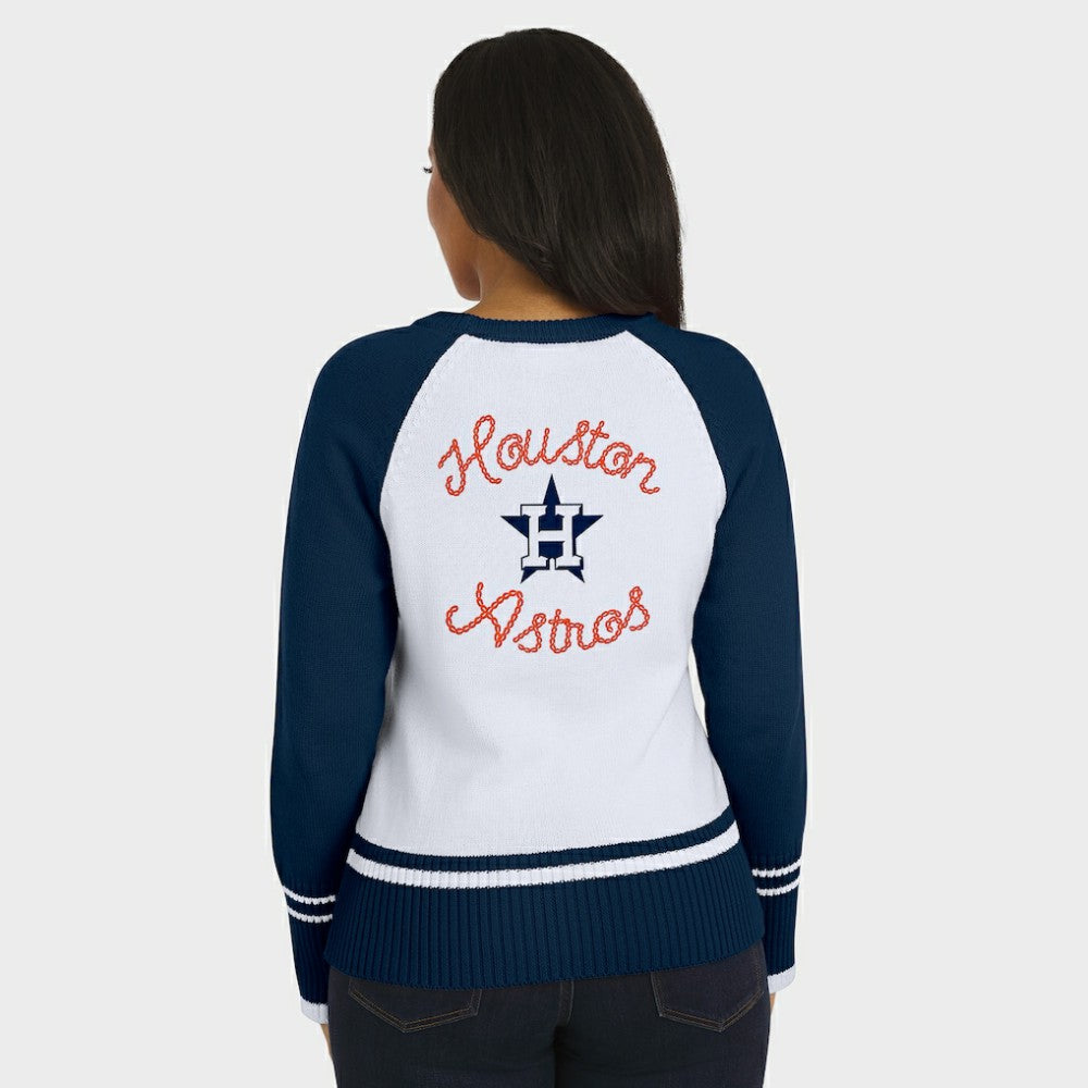 Houston Astros WEAR by Erin Andrews Women's Colorblock Raglan Sweater White