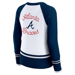 Atlanta Braves WEAR by Erin Andrews Women's Colorblock Raglan Sweater White