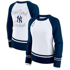 New York Yankees WEAR by Erin Andrews Women's Colorblock Raglan Sweater White