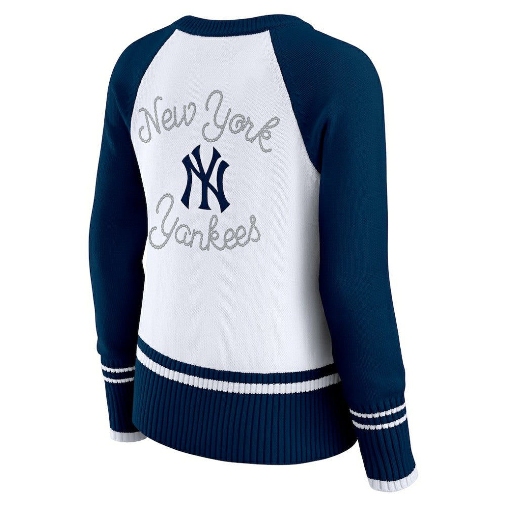 New York Yankees WEAR by Erin Andrews Women's Colorblock Raglan Sweater White