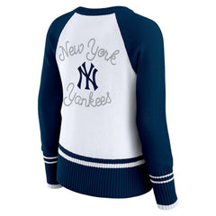 New York Yankees WEAR by Erin Andrews Women's Colorblock Raglan Sweater White