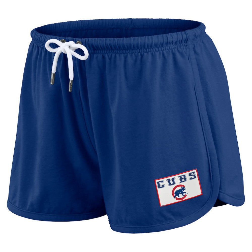 Chicago Cubs WEAR by Erin Andrews Women's Heavy Rugby Jersey Cropped Long Sleeve T-Shirt & Shorts Lounge Set Royal