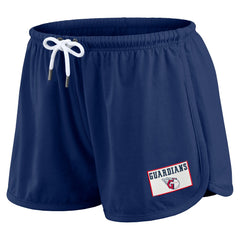 Cleveland Guardians WEAR by Erin Andrews Women's Heavy Rugby Jersey Cropped Long Sleeve T-Shirt & Shorts Lounge Set Navy