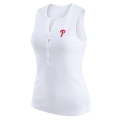 Philadelphia Phillies WEAR by Erin Andrews Women's Rib-Knit Henley Tank Top White